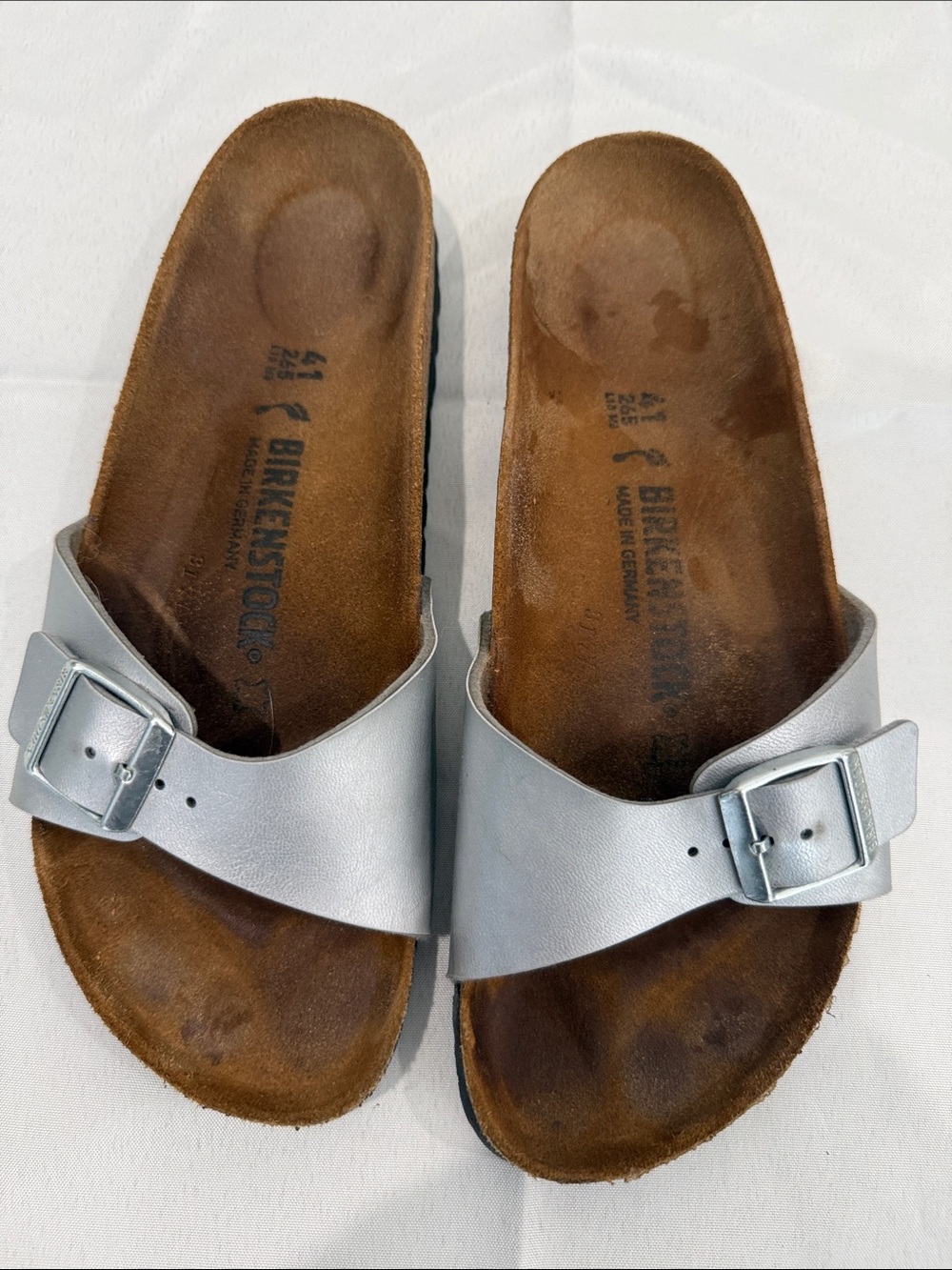 Birkenstock Madrid Sandal Slide Silver Metallic 10